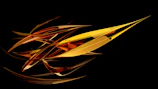Abstract digital art featuring futuristic gold and black geometric shapes with glowing accents.