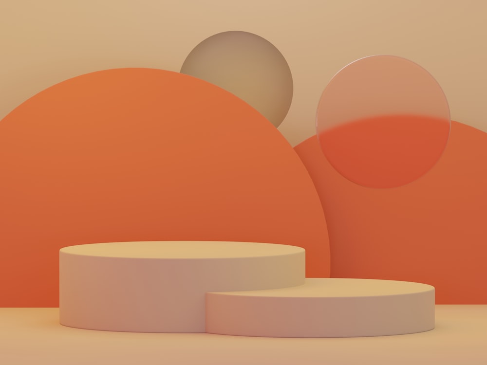 uma foto abstrata de um objeto branco e laranja