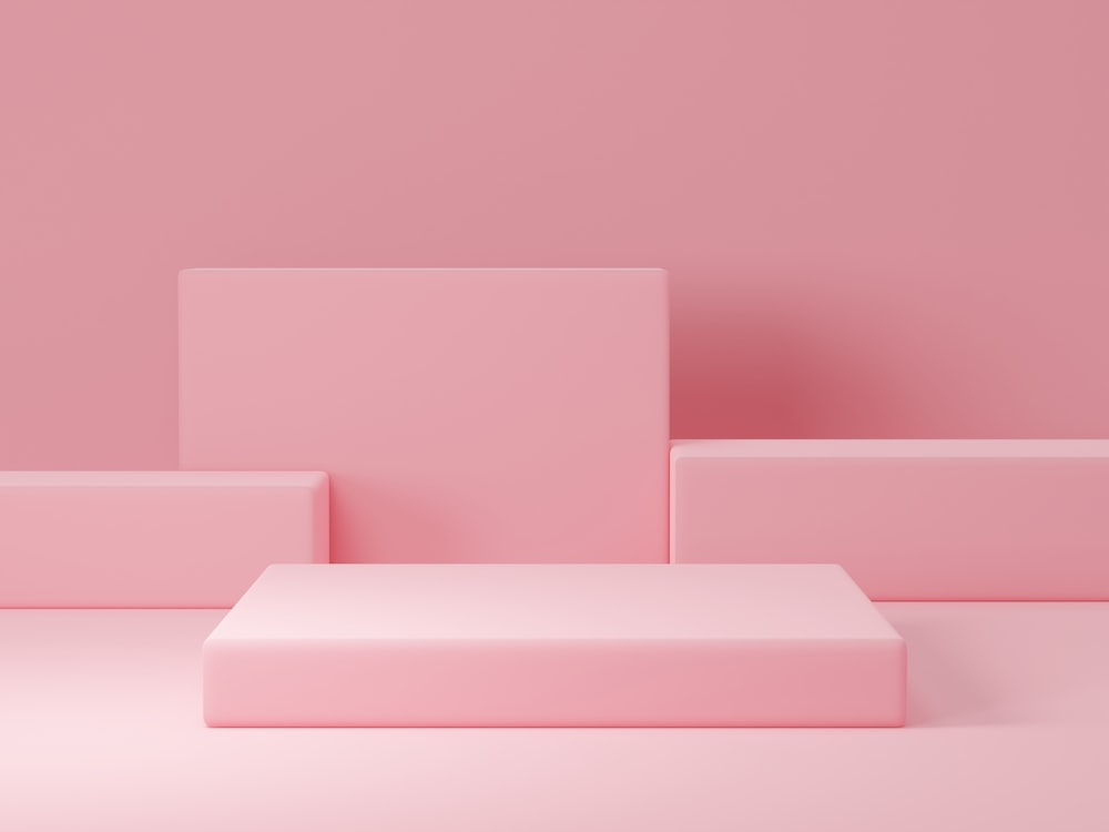 a pink background with a square and rectangles