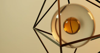 Golden sacred geometry softly glowing over a serene beige and white background.