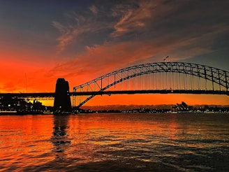 A stunning sunset over the Sydney Opera House in Australia.
