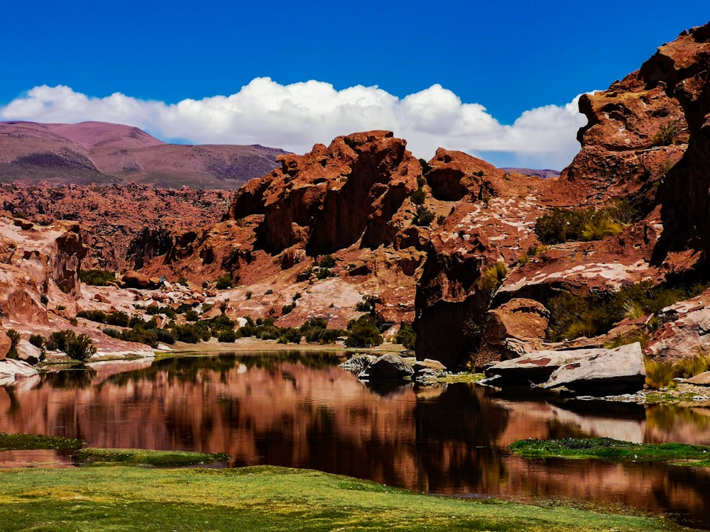 a lake in the middle of a mountain range