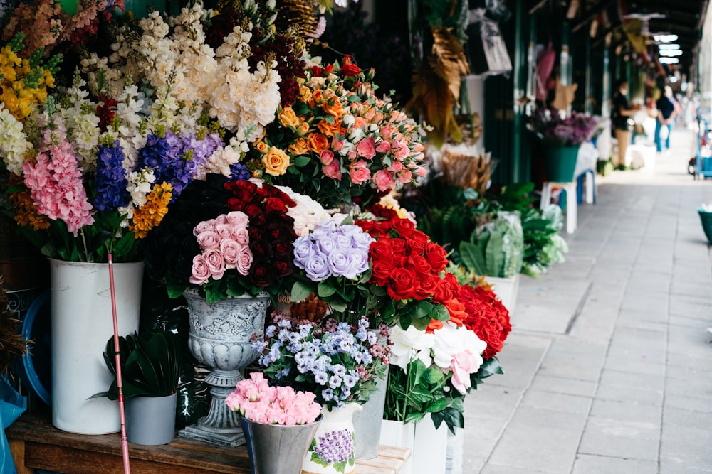 a bunch of flowers that are on a table