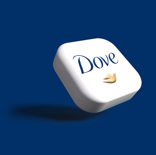 a white dice with the word dove on it