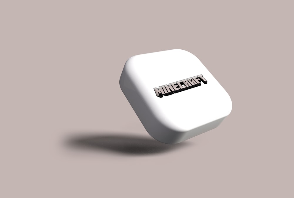 a white object with the word minecraft on it