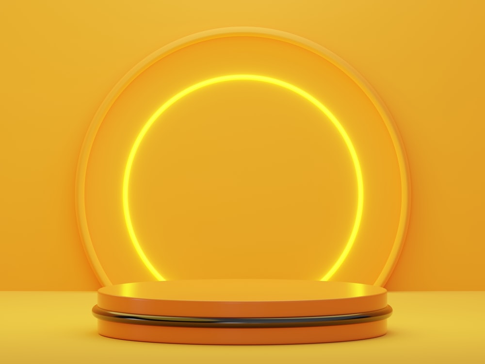 a yellow plate sitting on top of a table