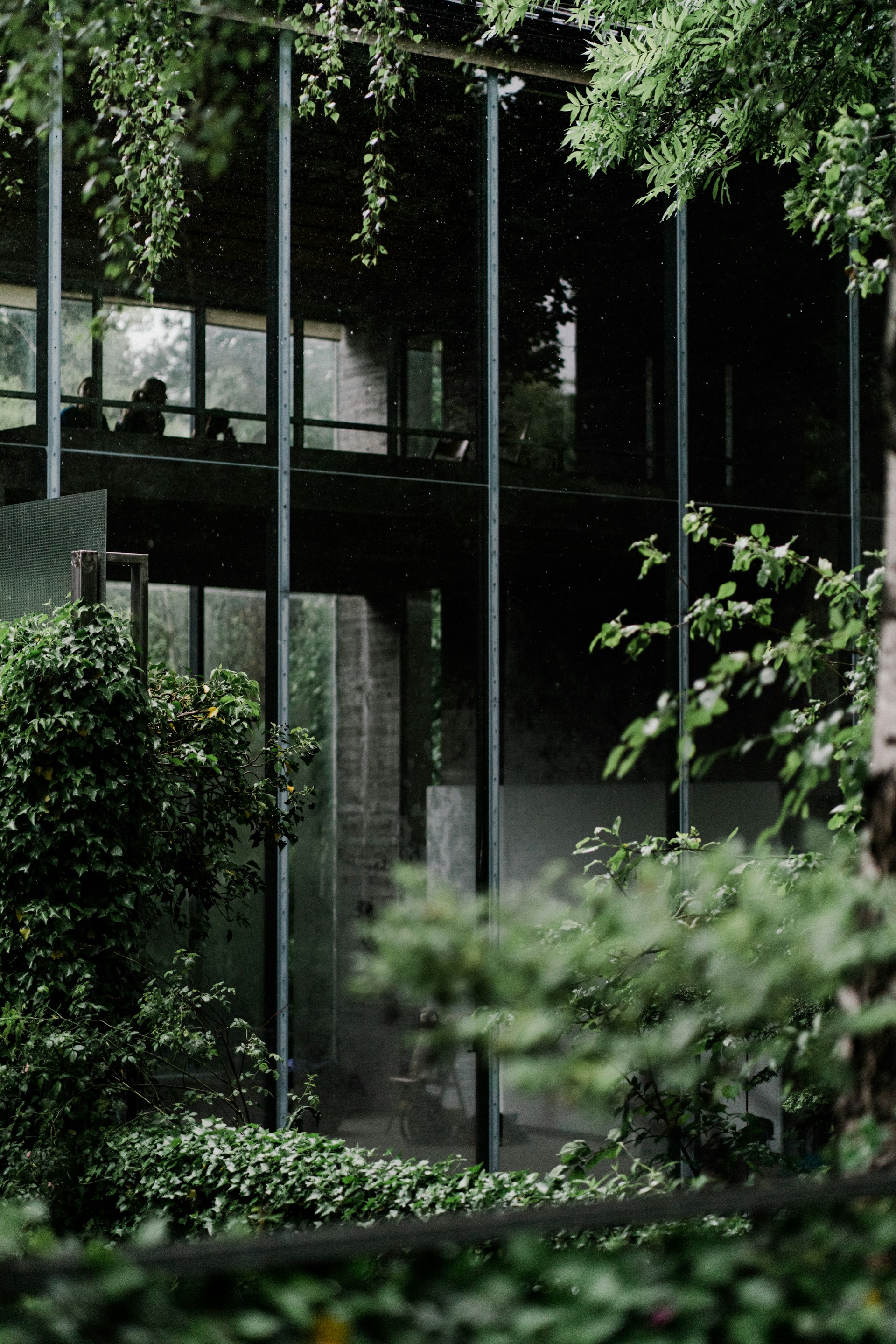 a building that has a bunch of trees in front of it