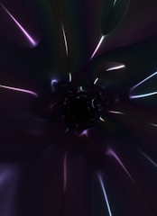 The image features a dark, abstract scene with glowing, iridescent lines and shapes. The colors blend into one another, forming a vortex-like structure that draws the eye towards the center. The overall composition creates a sense of depth and mystery.