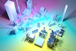 a 3d rendering of a city with skyscrapers