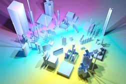 a 3d rendering of a city with skyscrapers