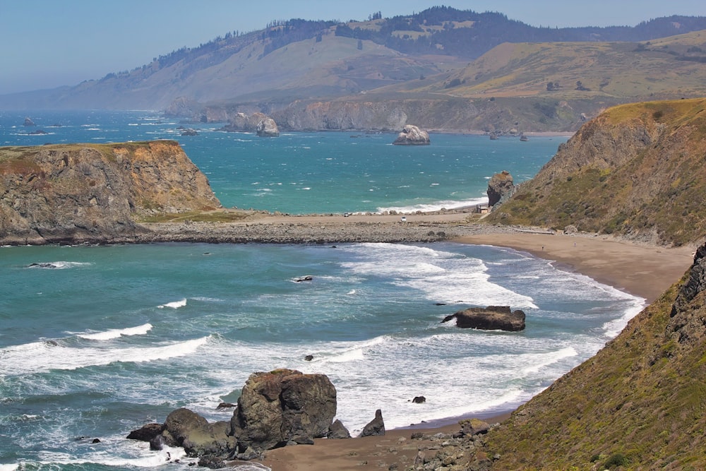 a view of the ocean from a cliff