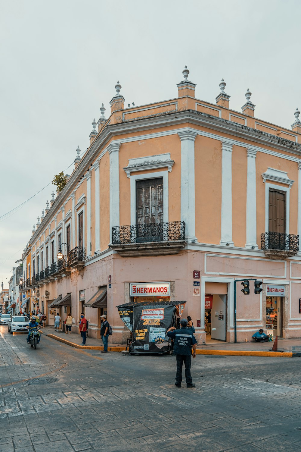 a police officer standing in the middle of a street