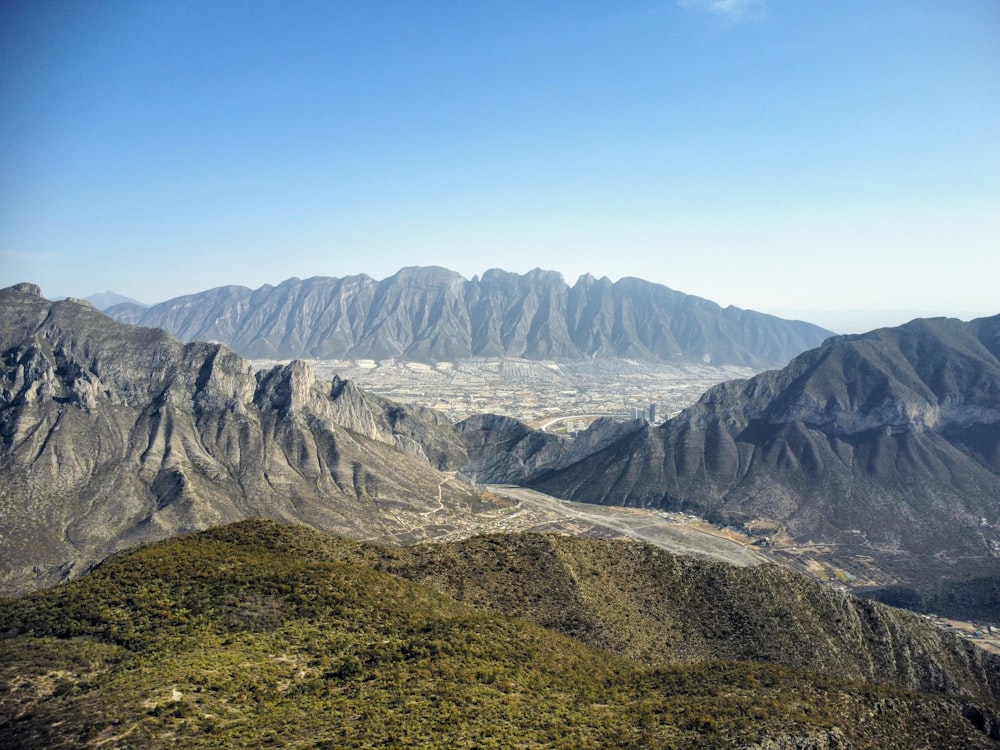 a view of a mountain range from a high point of view