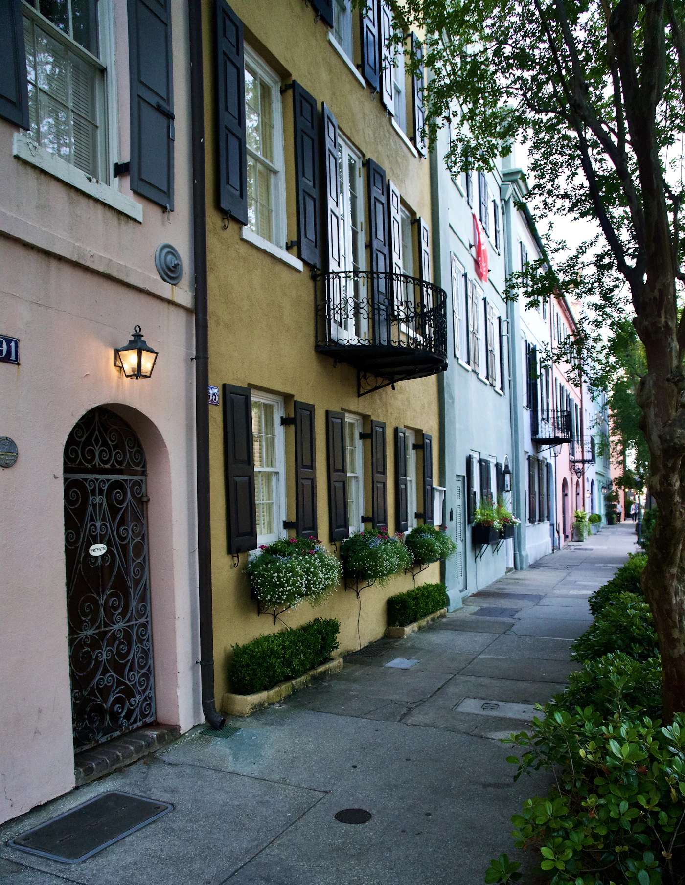 Row of historic Charleston storefronts, after cleaning