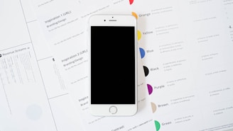 a white iphone sitting on top of a table