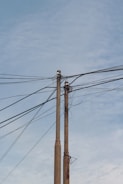 a telephone pole with a bunch of wires attached to it