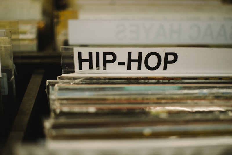 Vintage vinyl records for lo-fi hip-hop sampling and production