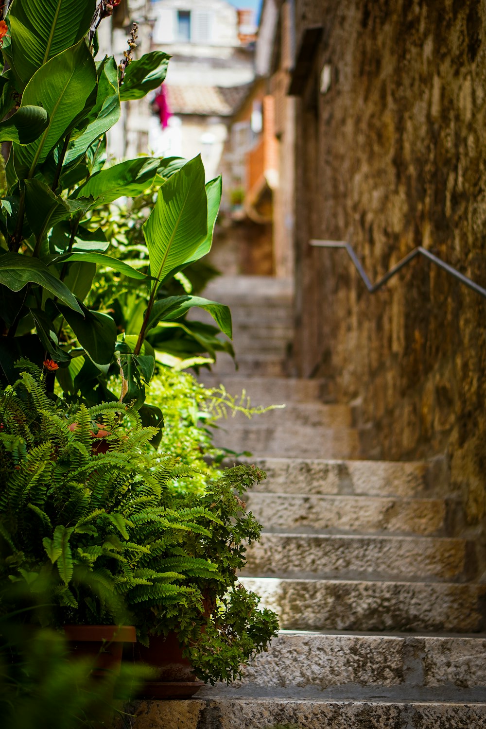 a set of stairs leading up to a building