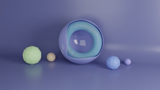 a blue and white object sitting on top of a table