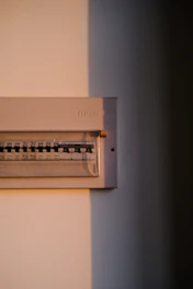 a close up of a switch box on a wall