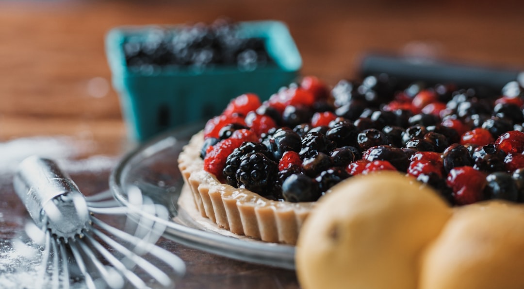 a close up of a pie on a plate