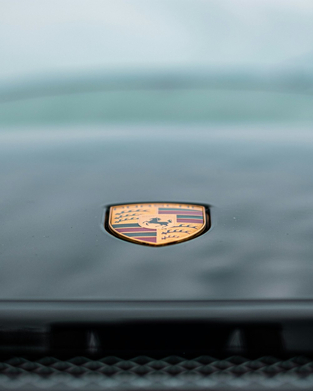 a close up of a car's emblem on the hood