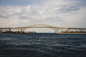 a large bridge over a large body of water