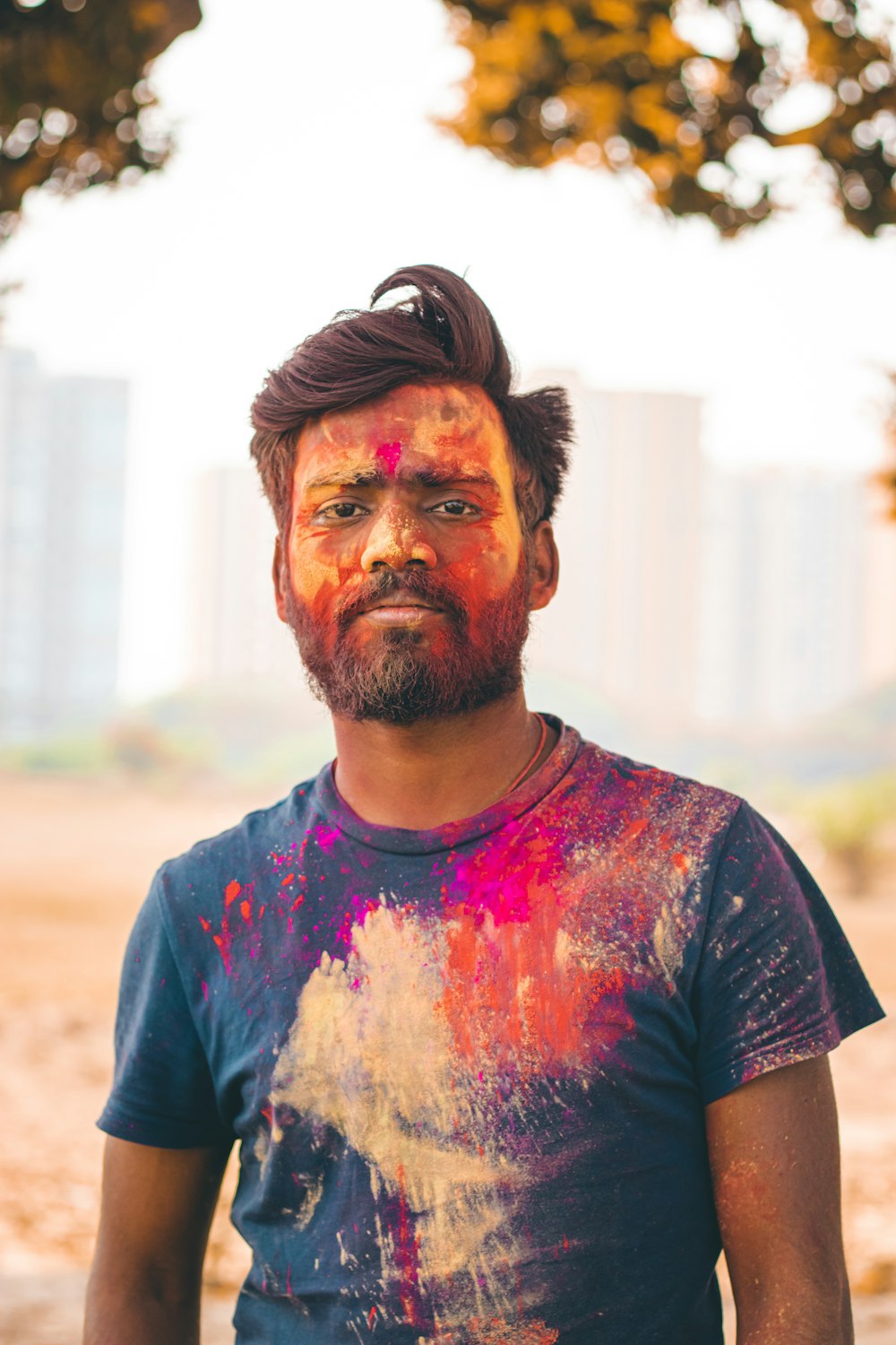 a man with a beard and painted face