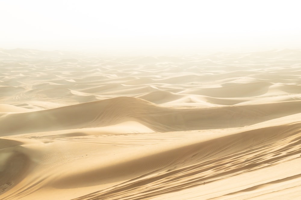 a desert landscape with sand dunes in the distance