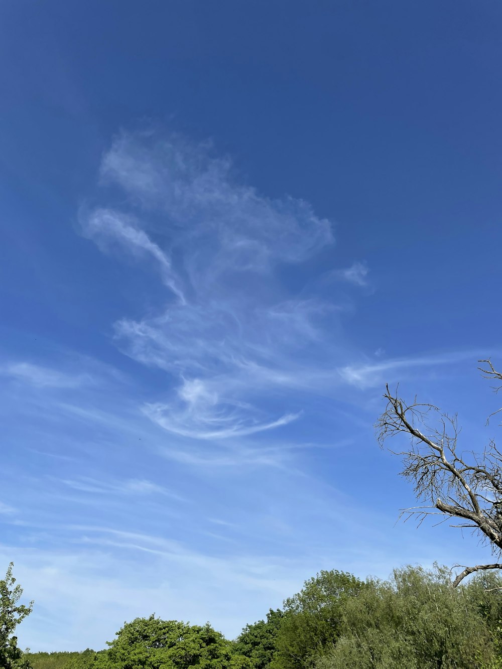 a blue sky with some clouds in it