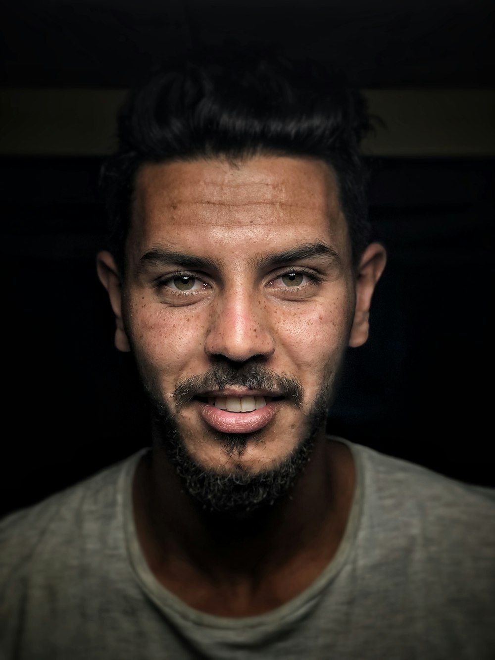 a close up of a person with a beard