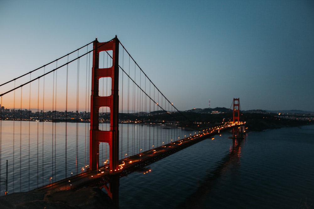 a view of the golden gate bridge at night