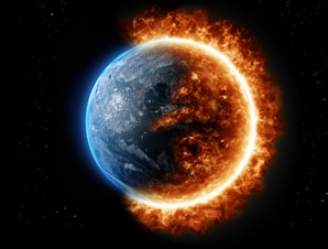 a picture of the earth in a ring of fire