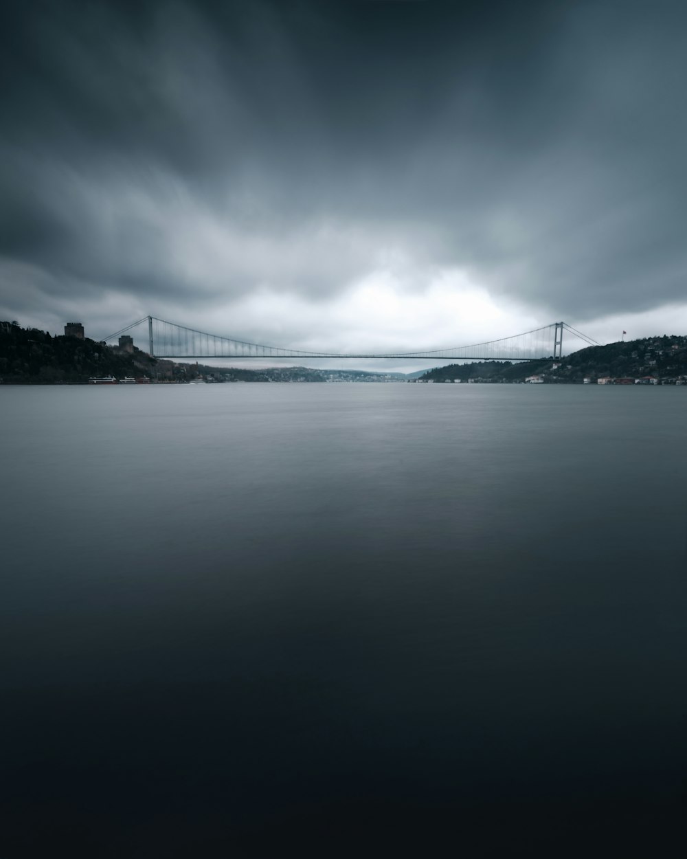 a large body of water under a cloudy sky