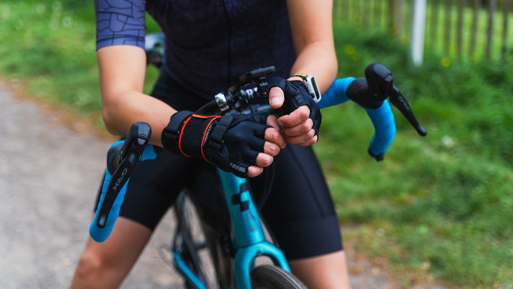 a close up of a person riding a bike