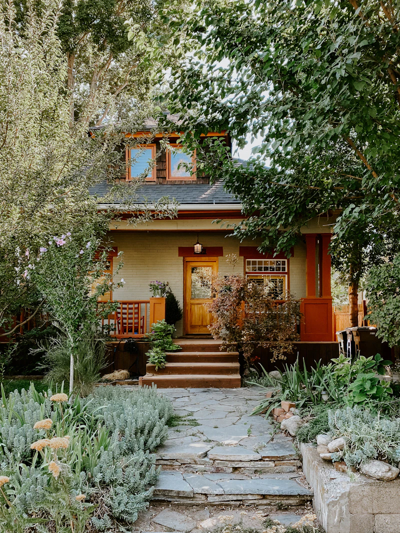 Craftsman bungalow with stone pathway