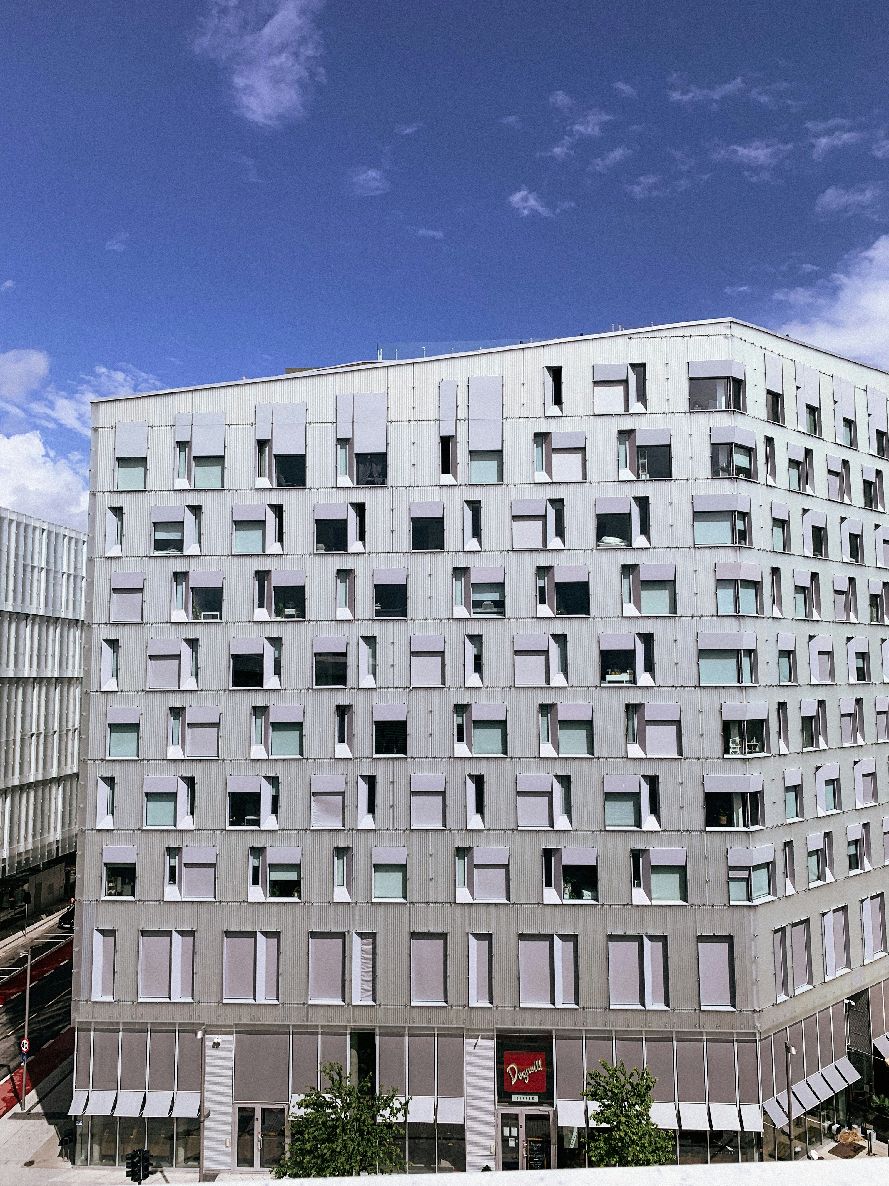 a very tall building with lots of windows