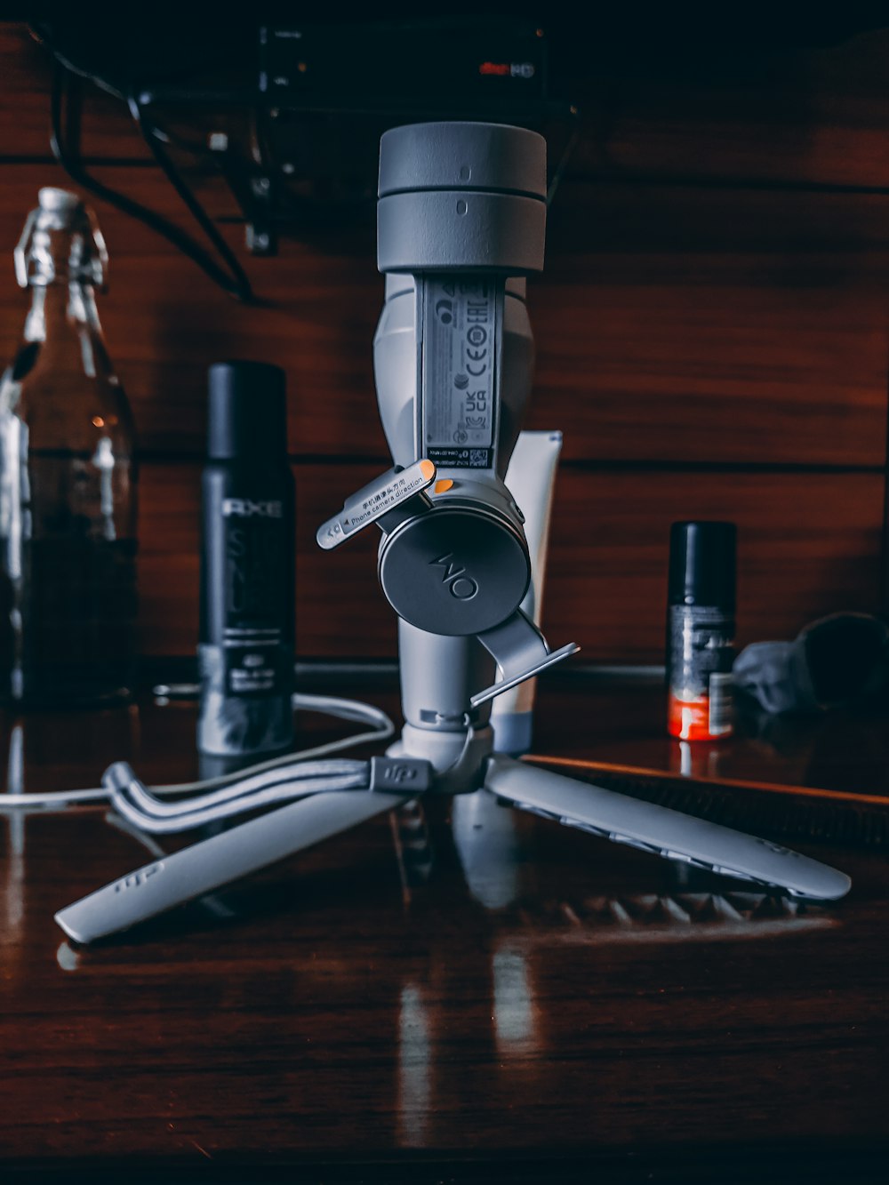 a close up of a camera on a table