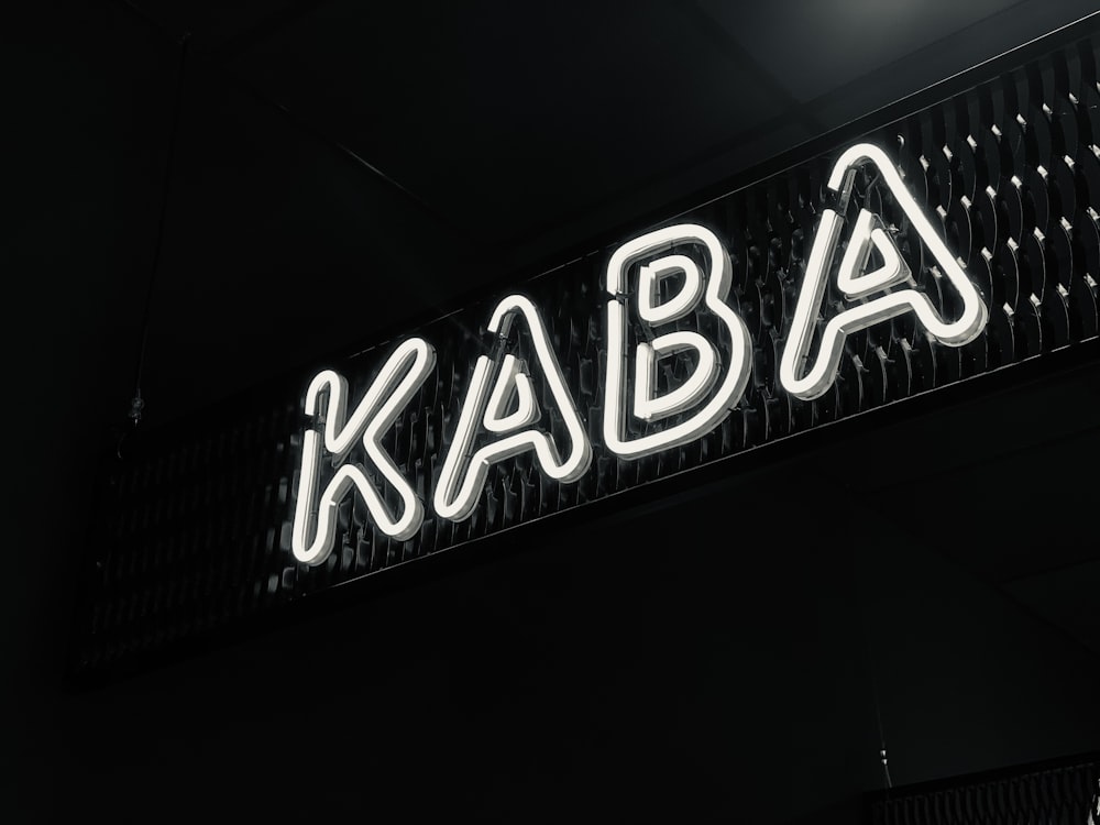 a neon sign with the word kaba on it