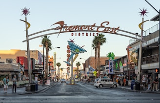 a city street with a sign that says fremont street