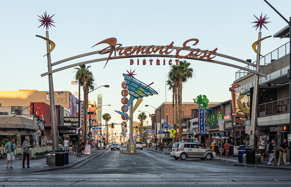 a city street with a sign that says fremont street