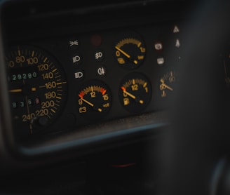 a close up of a speedometer in a vehicle
