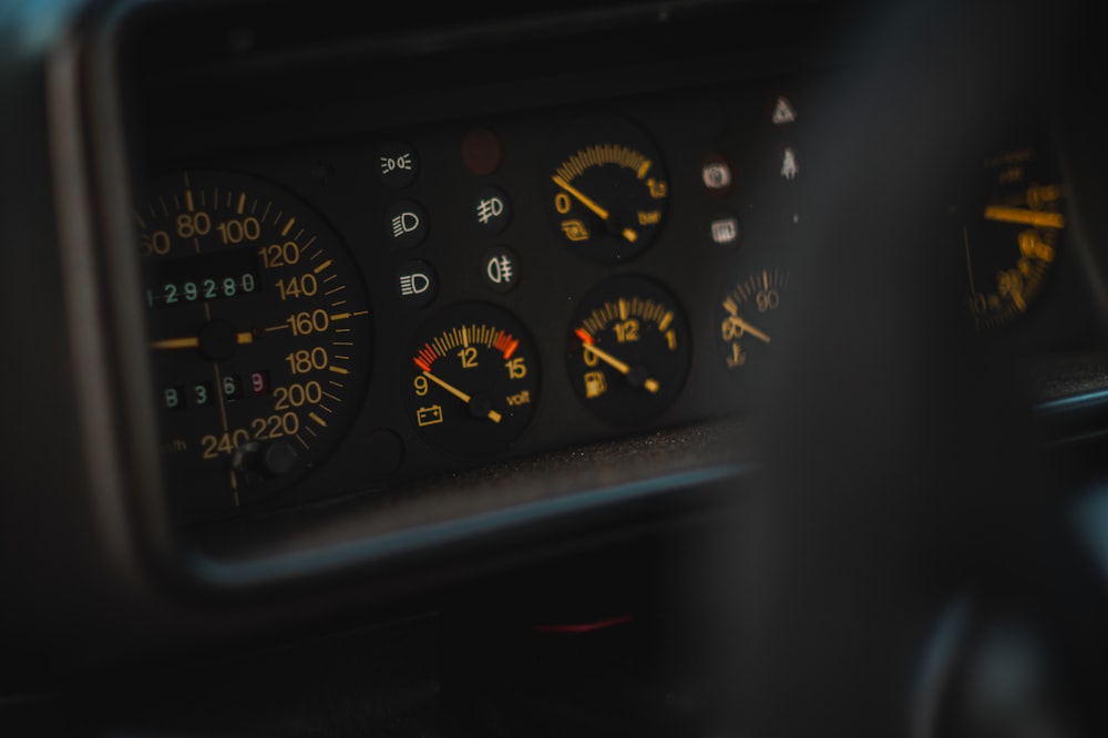 a close up of a speedometer in a vehicle