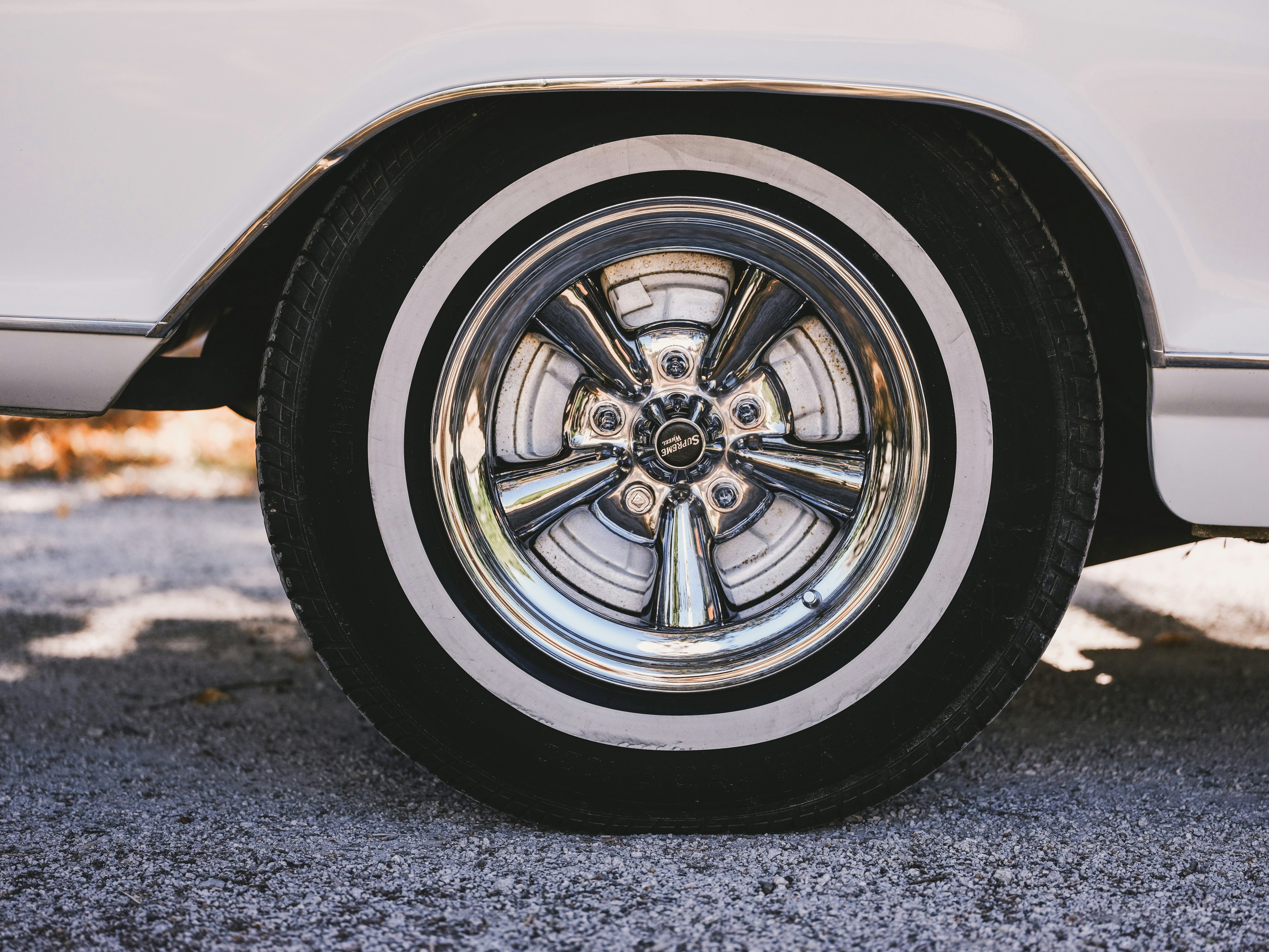 a close up of a tire on a car