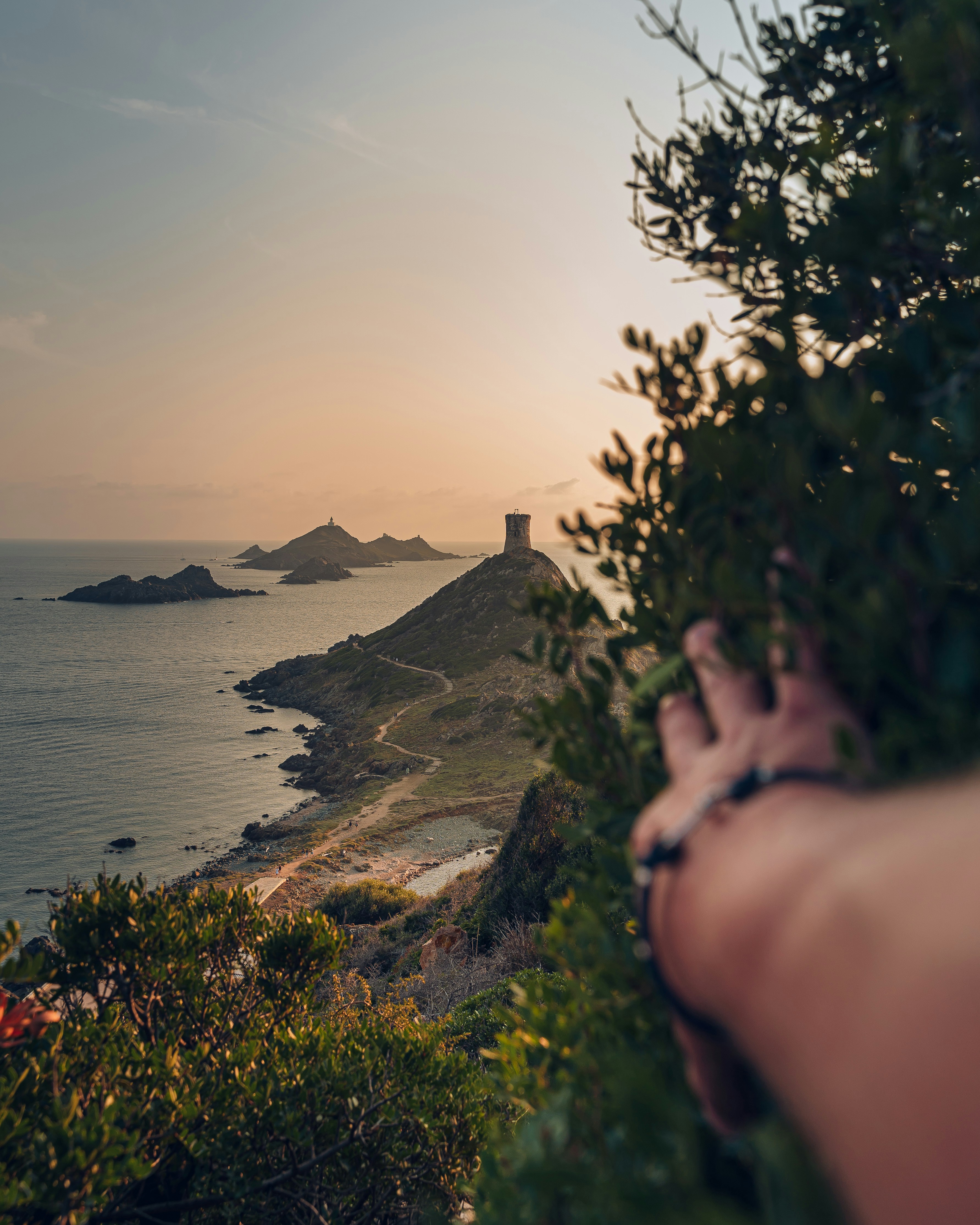 a person's hand reaching out to the ocean