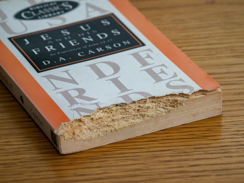 a close up of a book on a table