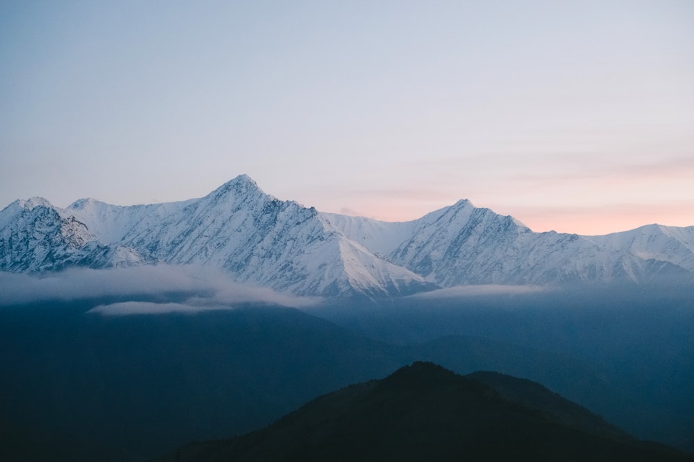 a view of a snow covered mountain