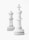 a black and white photo of two chess pieces