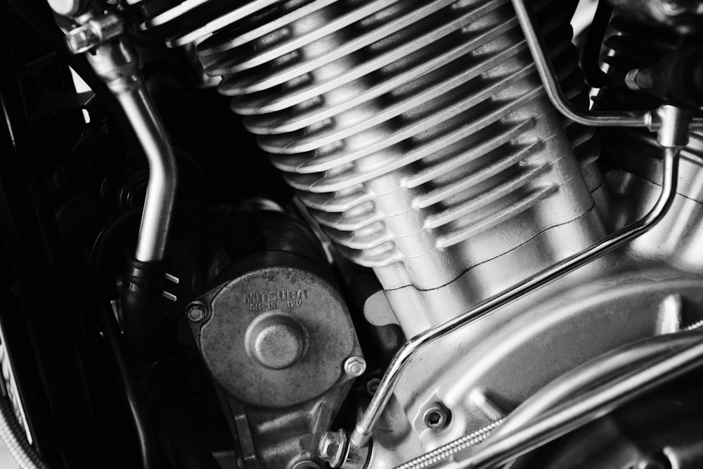 a close up of the engine of a motorcycle