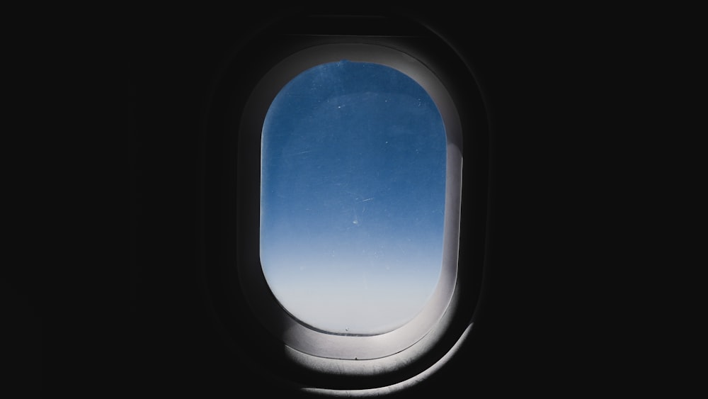 a view of the sky through an airplane window